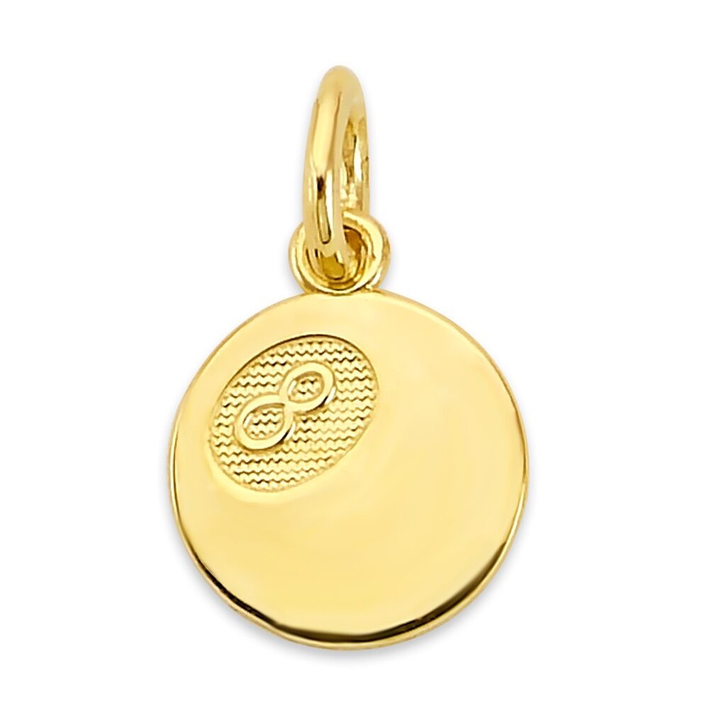 Solid 14k Gold 8-Ball Charm - Billiard Lucky Jewelry Gifts for Her